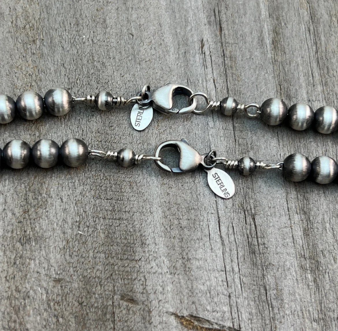 6mm Sterling Silver Bead, Necklace, Oxidized Sterling Silver, Classic Western J