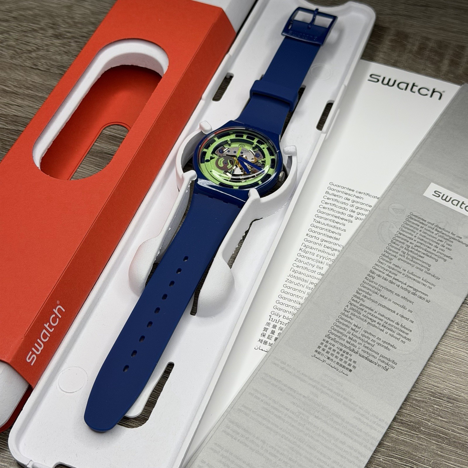 NEW✅SKELETON✅ Swatch Originals GREEN ANATOMY Blue Silicone Unisex Watch SUON147