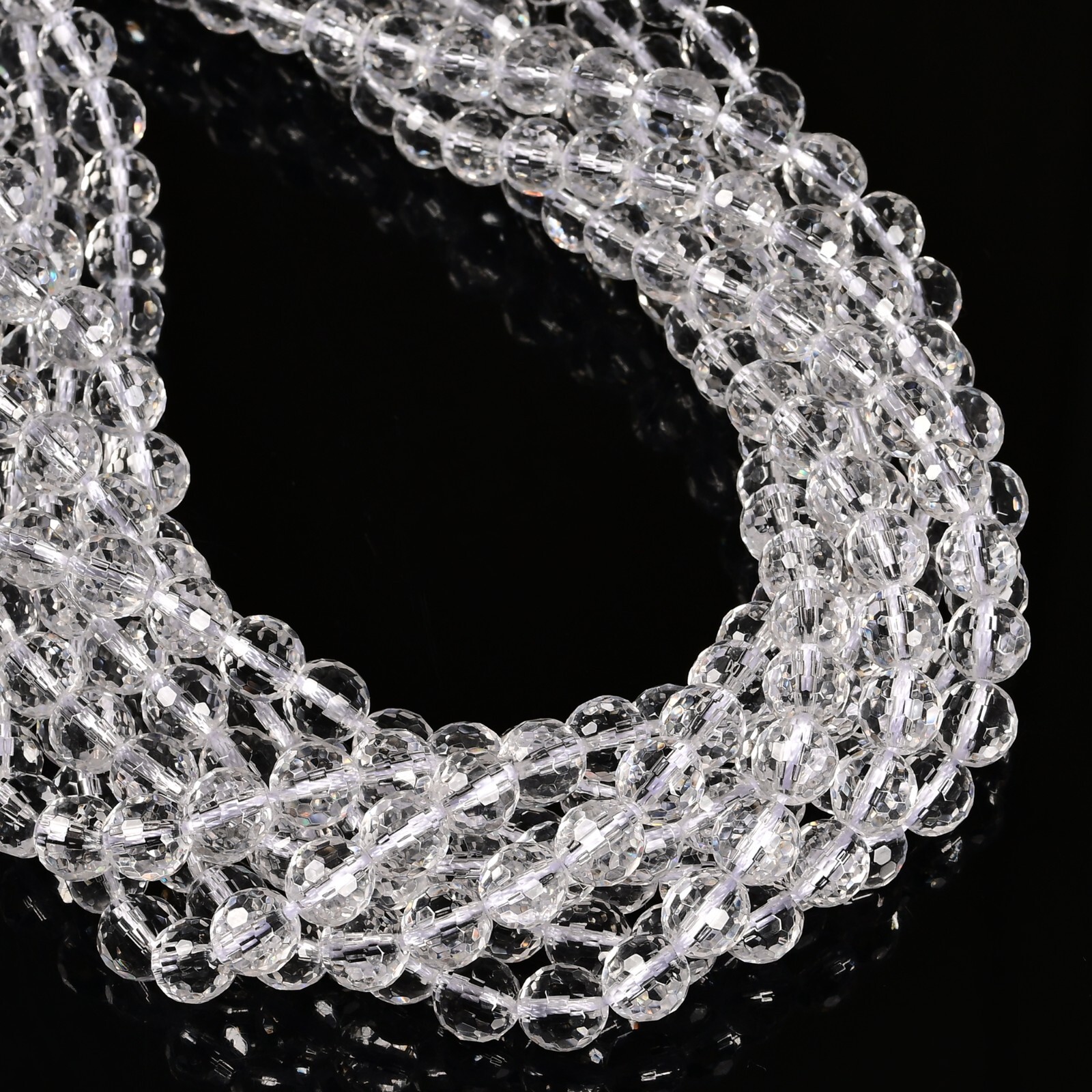 Clear Quartz Faceted Round Beads 3mm 4mm 6mm 8mm 10mm 12mm 14mm 15.5″ Strand