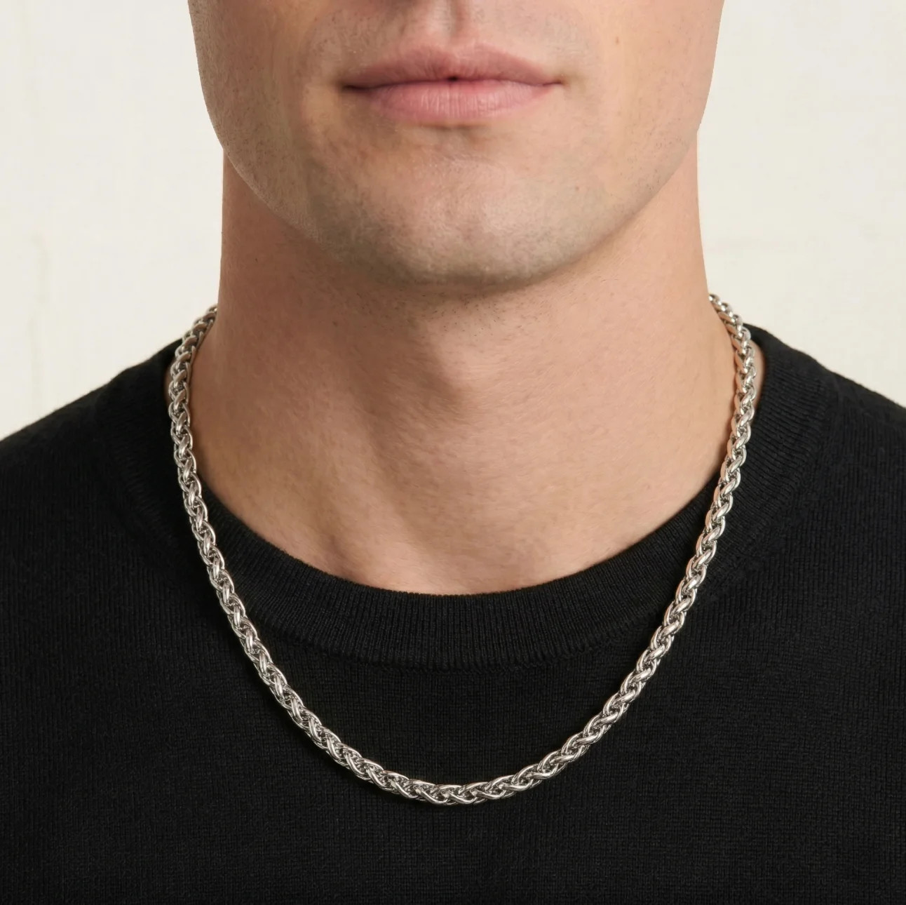 316L Stainless Steel Popcorn Chain for Men, 58cm Non-Tarnish Coreana Link Neckla