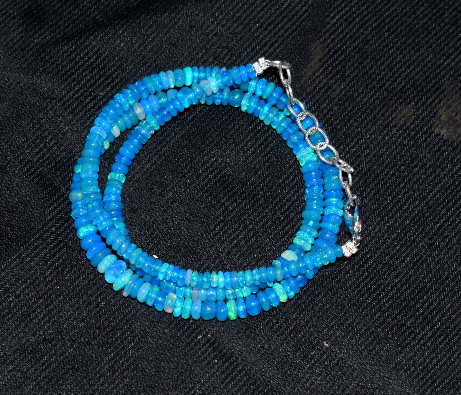 16”Natural Ethiopian Opal Wello Fire Opal Gemstone Beads Necklace AF0632