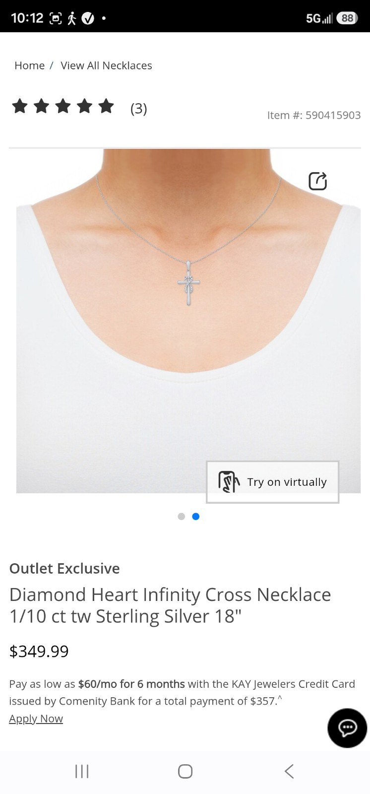 Kay Jewelers Diamond Infinity Heart Cross Necklace Sterling Silver