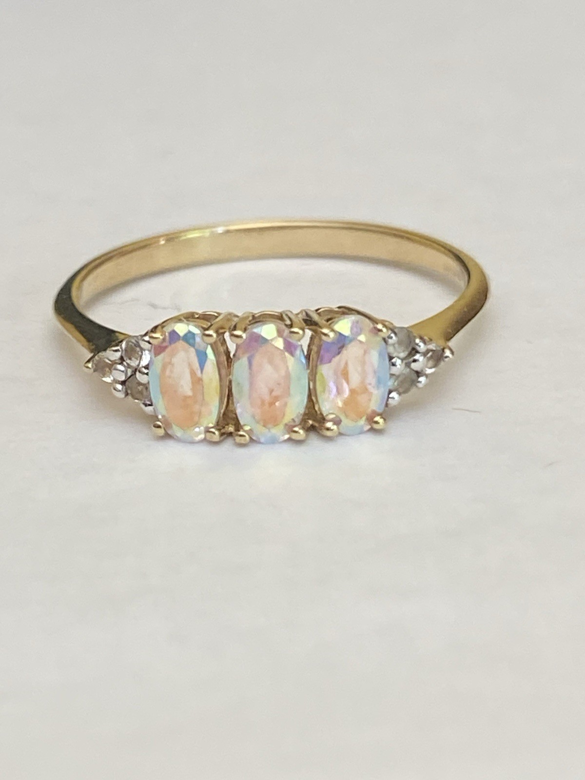 9 Carat Yellow Gold Mystic And White Topaz Ring Size N