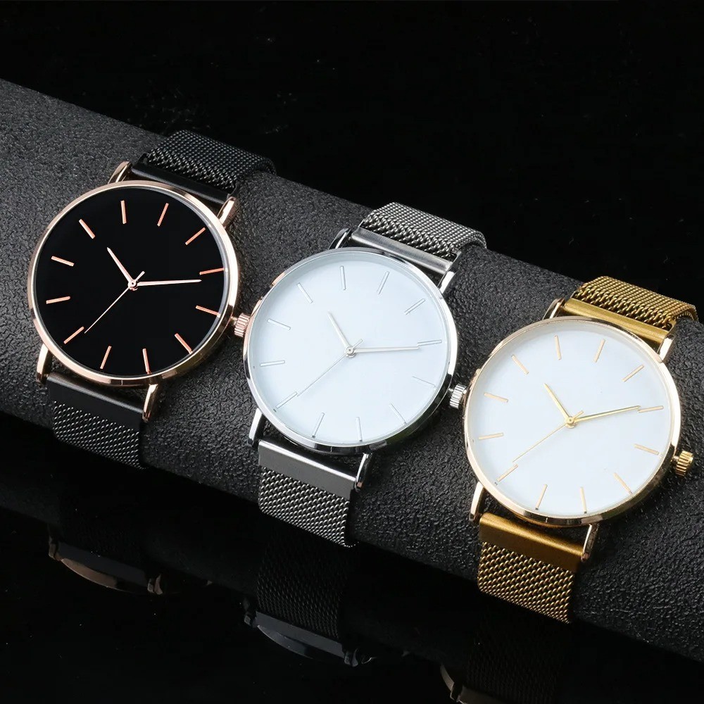 Mens Ultra Thin Quartz Watch Minimalist Stainless Steel Mesh Strap Business Watc