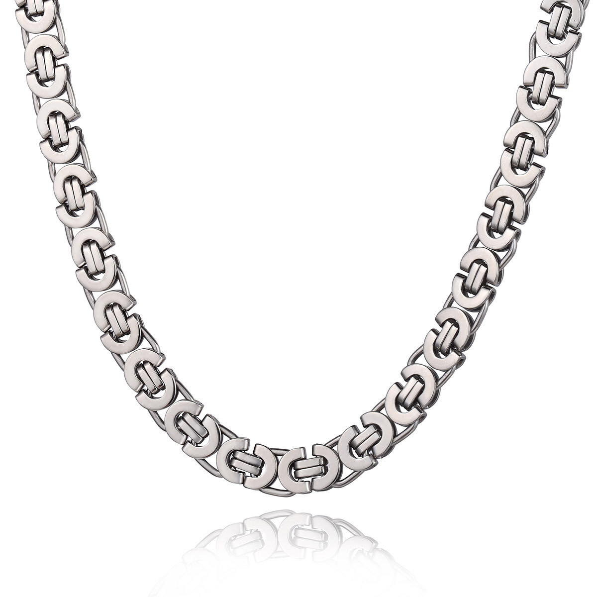 11MM 316L Stainless Steel Byzantine Link Chain Necklace For Men Boy Silver Color