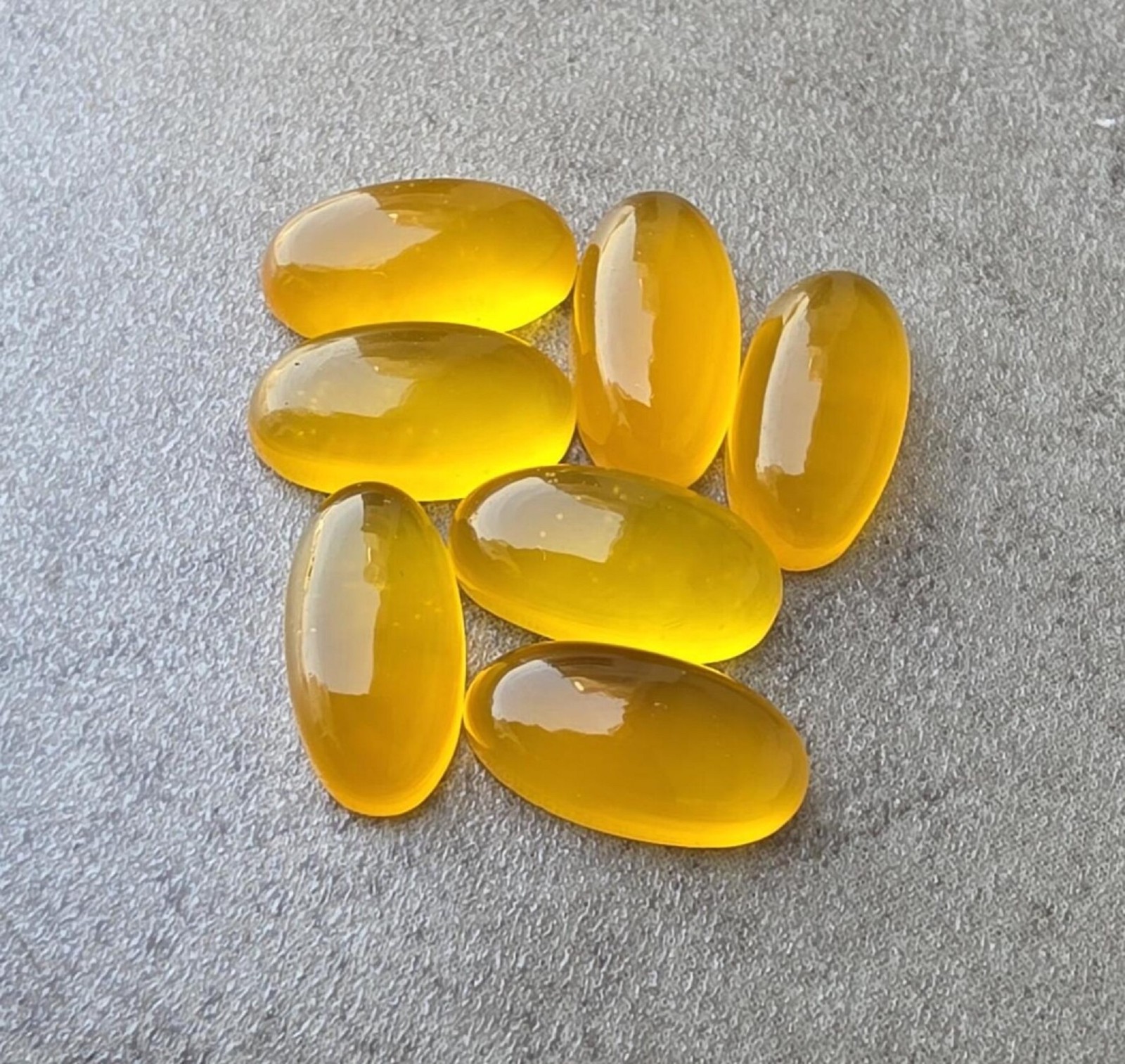 Natural Yellow Chalcedony Long Oval Cabochon Polished Loose Gemstone