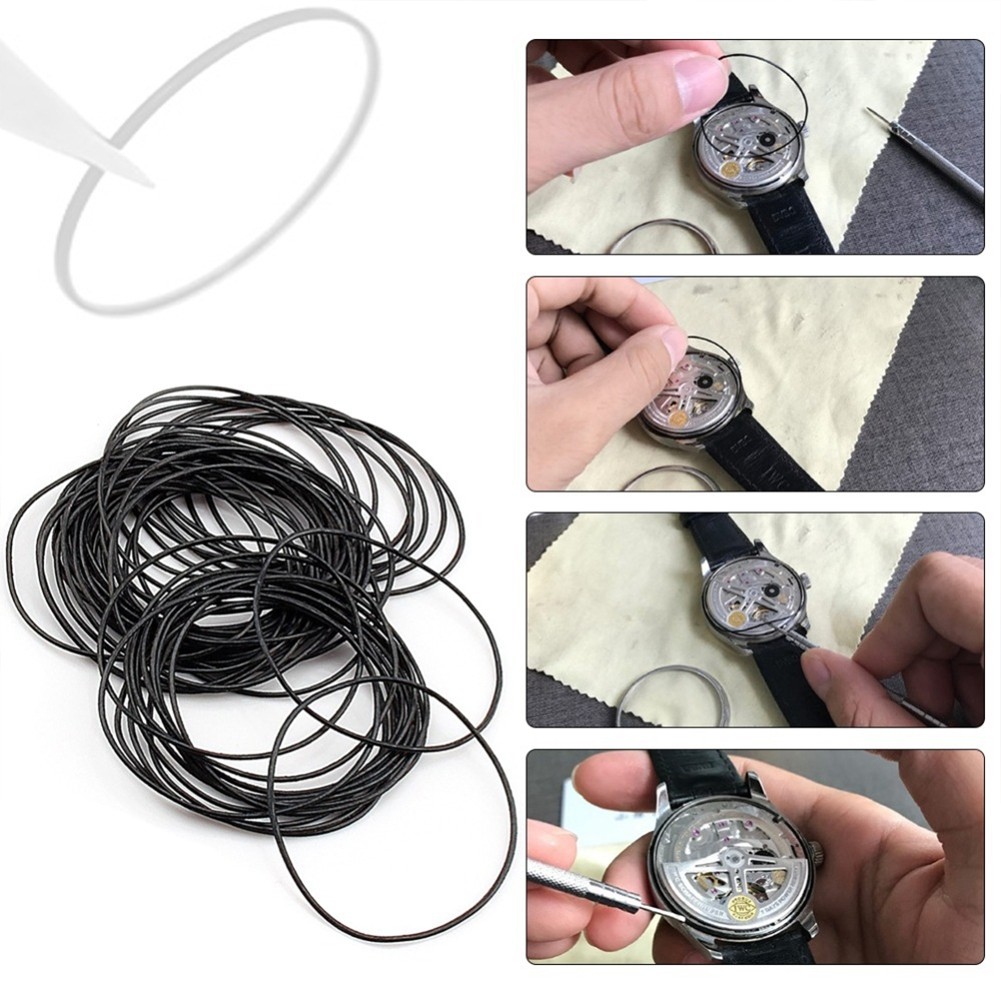 200x 0.5&0.6mm Assorted Waterproof Watch O-Ring Rubber Gasket Sealed Washer Box