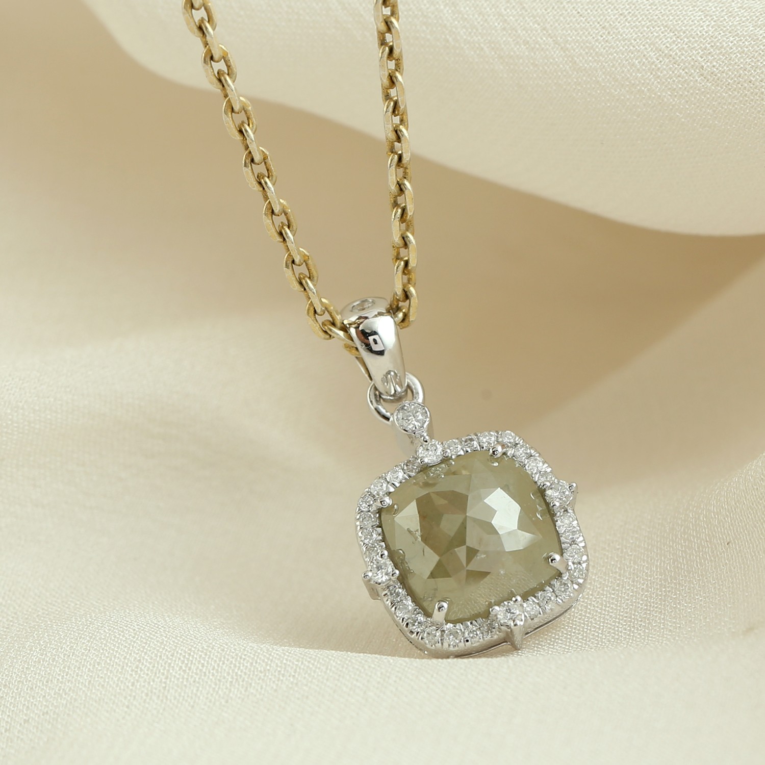 Ice Diamond Pendant For Wedding Anniversary Gift In 18k White Gold Pendant