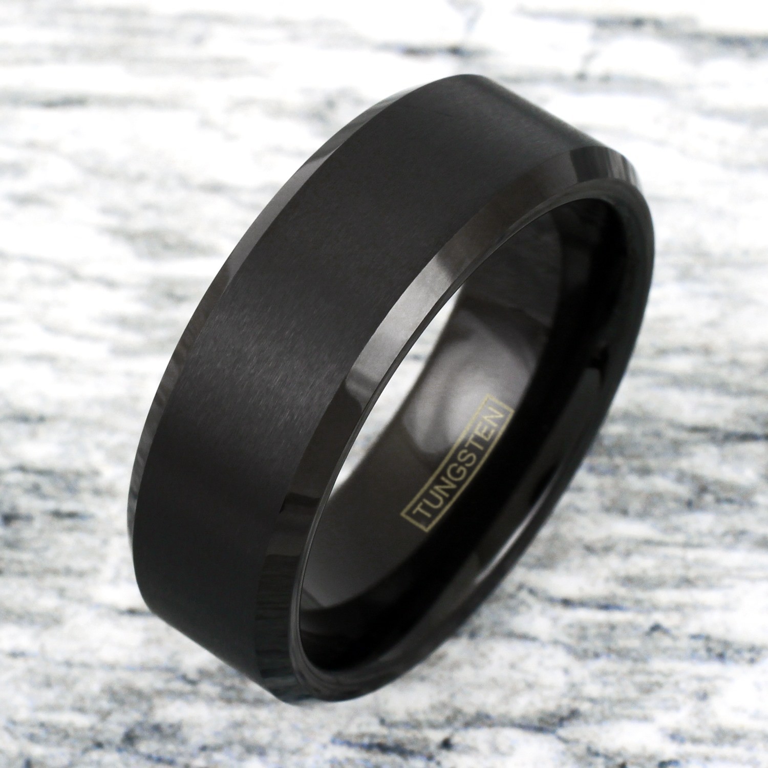 6/8mm Black Tungsten Carbide Brushed Comfort Fit Wedding Band Ring Men’s-Women’s