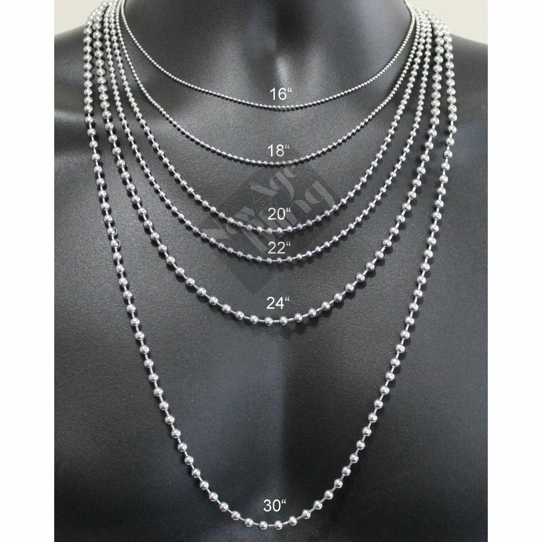 Stainless Steel Ball Chain 16″-40″ Dog Tag Bead Necklace 1.5/2/3/4.5mm