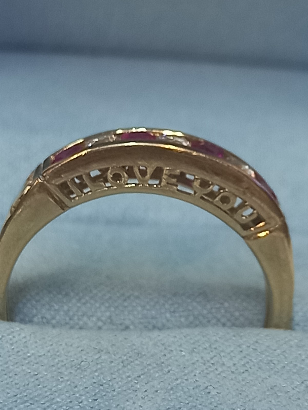 9ct Ruby & CZ Ring. Size R 1/2