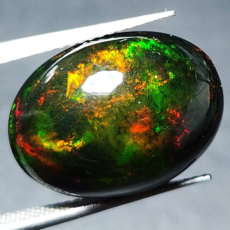 Natural Ethiopian Black Opal AAA+ Collector Welo Oval Cabochon Fire Play 7.05Ct