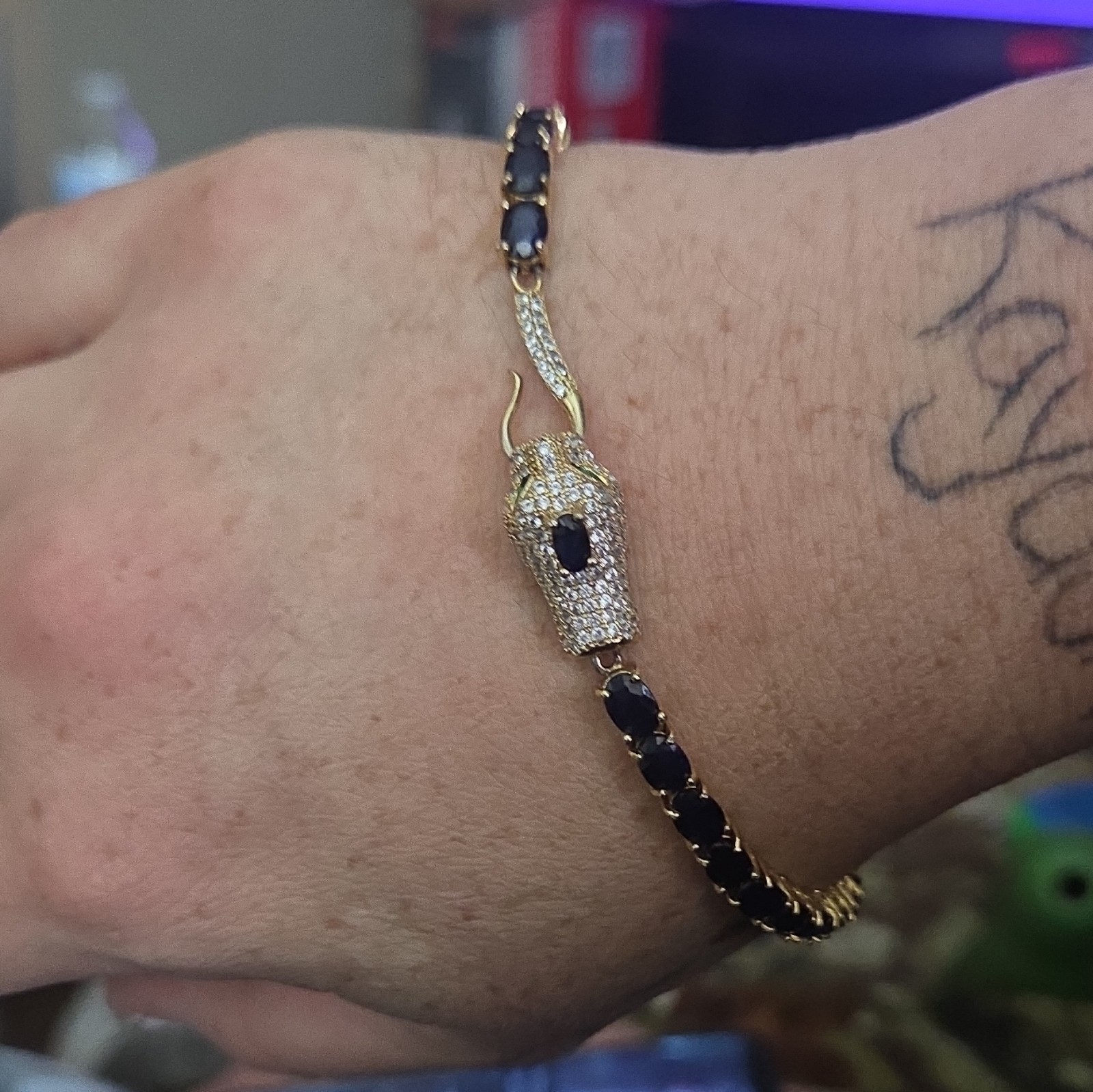 Natural blue sapphire Gemstone 925 Sterling Silver Tennis Cobra Bracelet