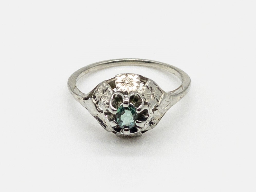 Antique 1920 $2400 .33ct AAA+++ Natural Alexandrite 18k White Gold Filigree Ring