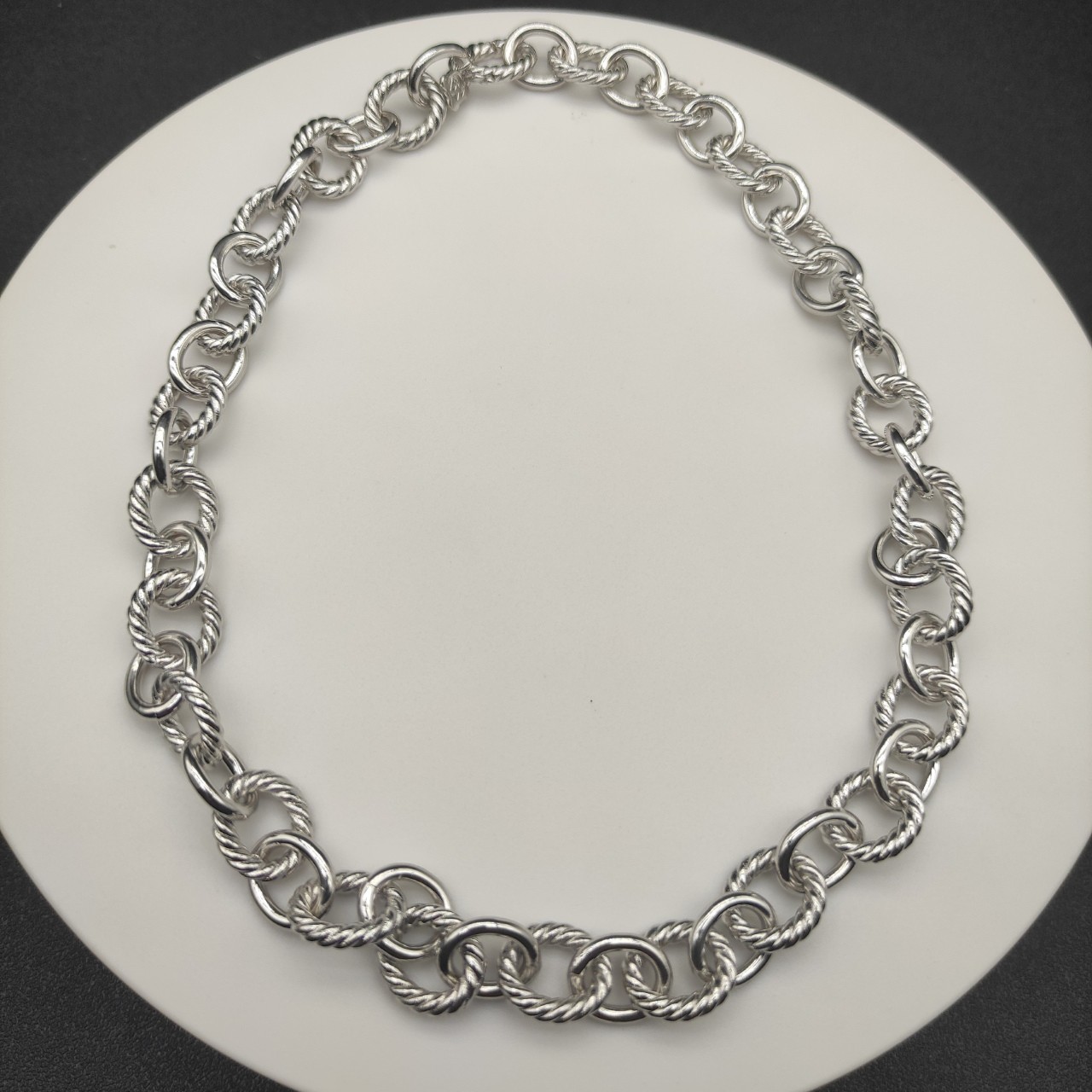 David Yurman 925 Sterling Silver Oval Link Cable Chain Necklace 12mm Length 17″
