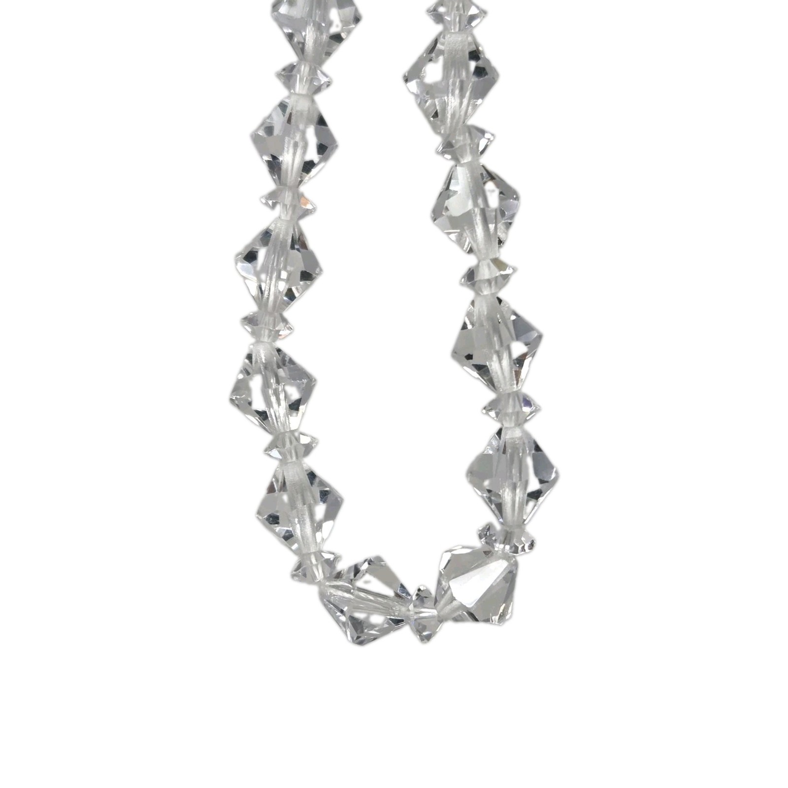 Clear BiCone Crystal Beaded Necklace Vintage 17 Inches Sparkly Faceted Hook