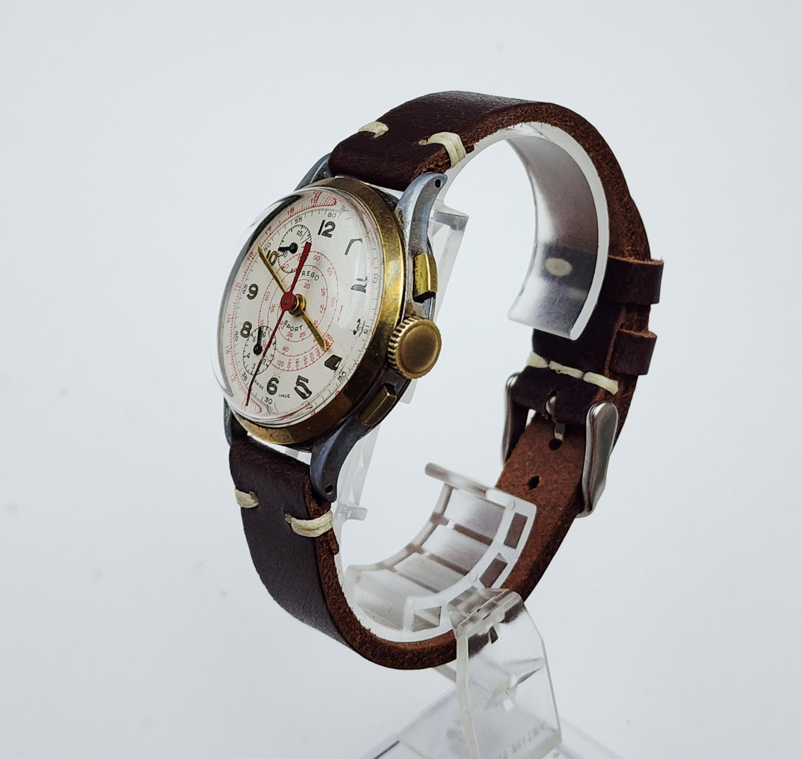 RARE Men’s SWISS Vintage 60’s CHRONOGRAPH Watch REGO Cal.147. Manual Wind