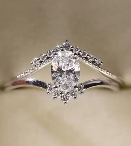 3.40Ct Oval-Cut E/VS1 Lab Grown Diamond Solitaire Engagement Ring 14k White Gold