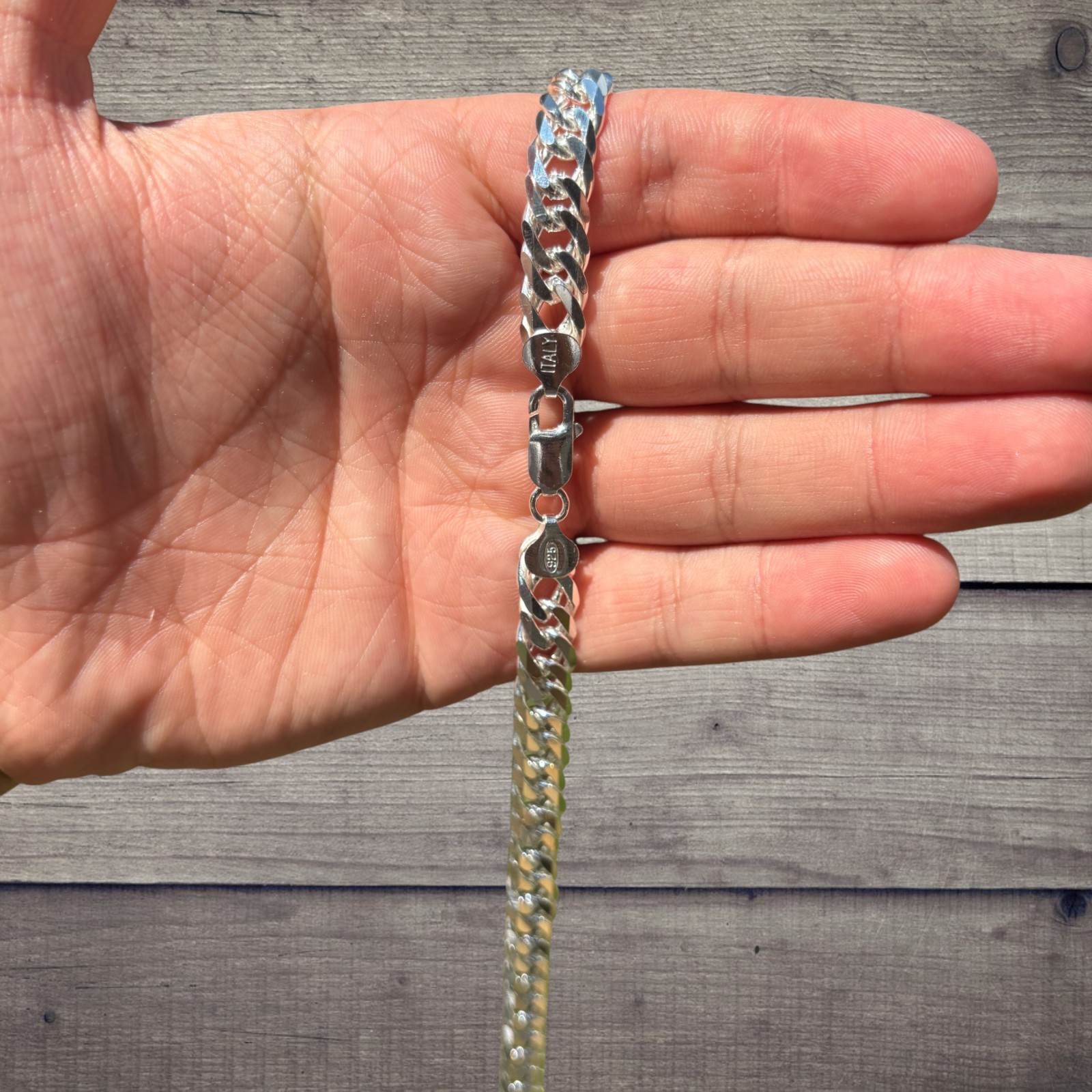 10mm Double Curb Link Chain Necklace – Solid 925 Sterling Silver MADE IN ITALY