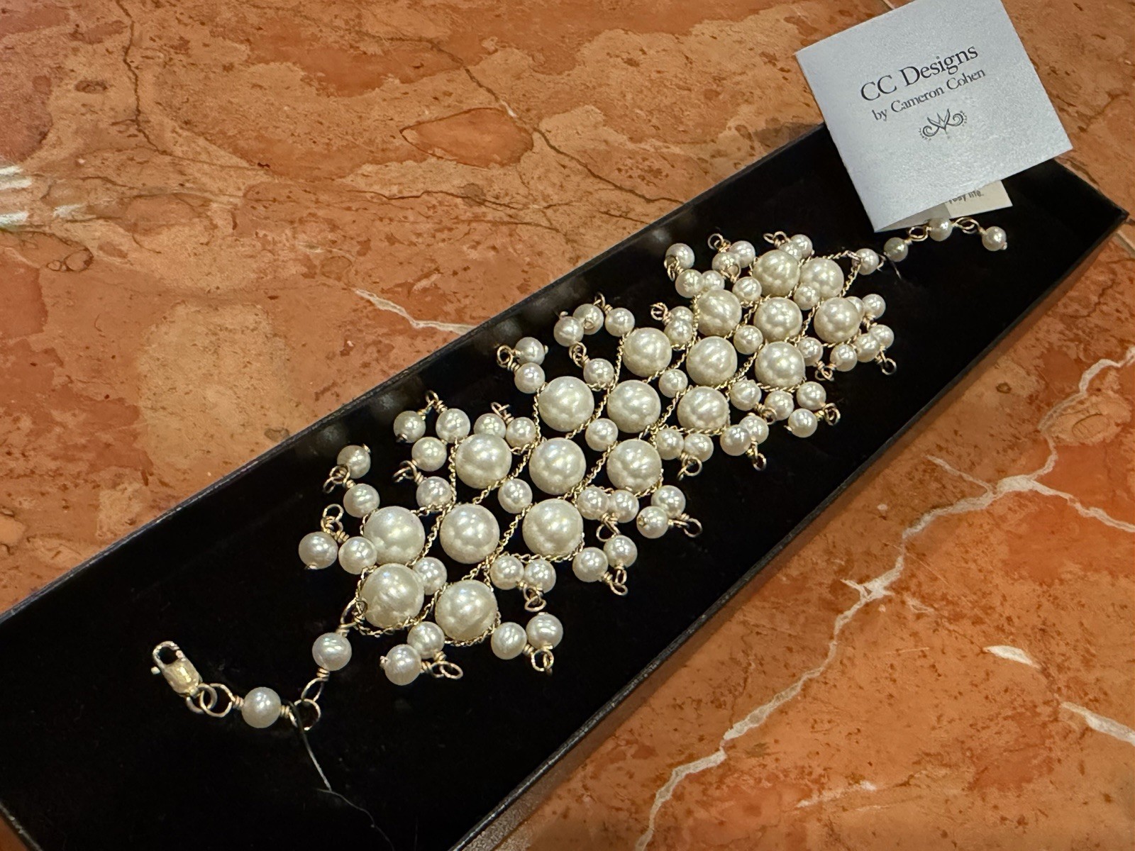 CAMERON COHEN CC DESIGNS FP 1/20 14K GF CHAIN PEARL LAYERED 18″ BRACELET NEW NIB