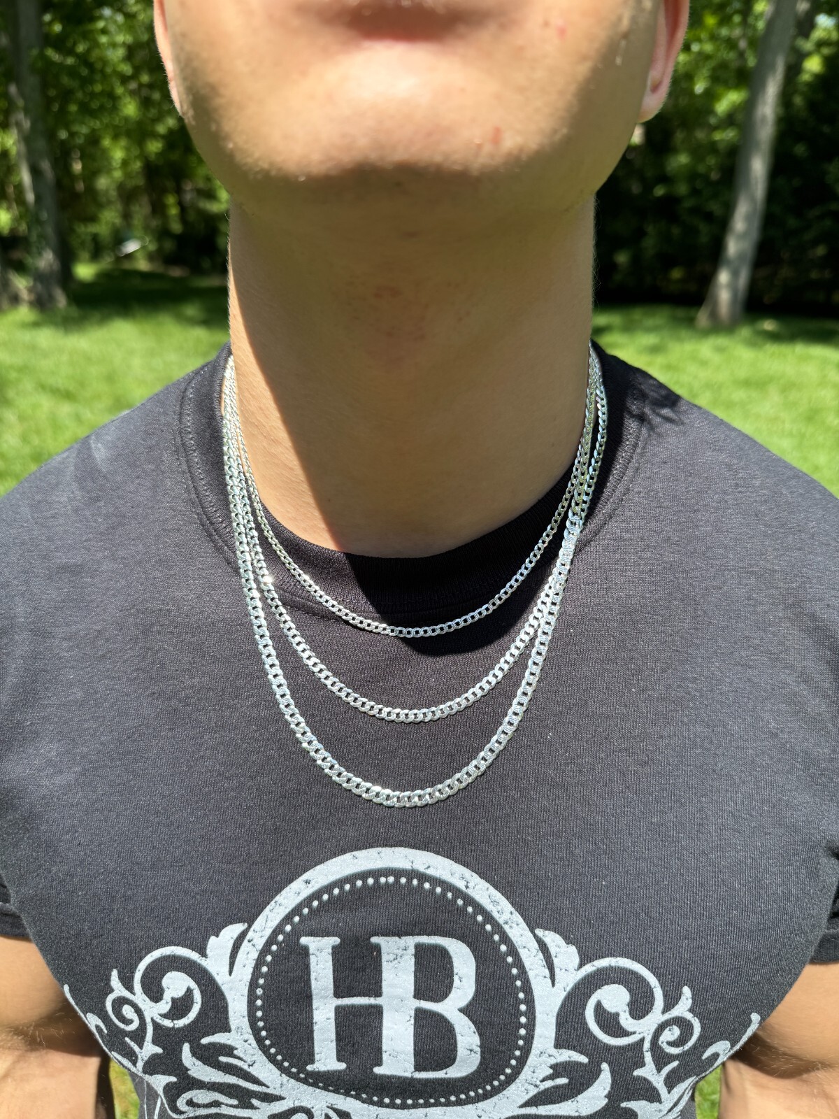 Cadena Cubana Miami Plana Diamantada Plata 925 Sólida Hombre Mujer 3-10.5mm