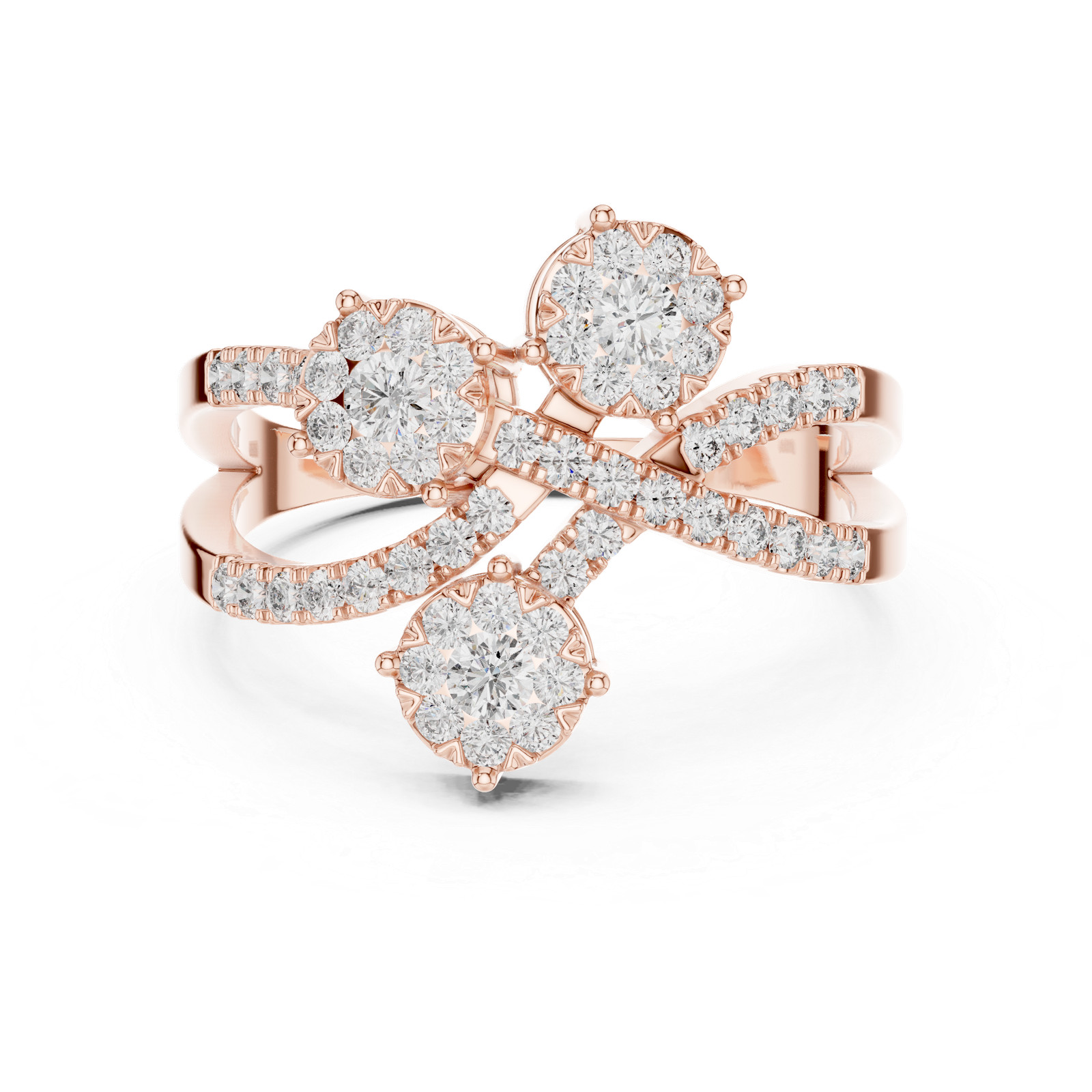 Natural 55 Pc Round Certfied VVS1 White Diamond Wedding Designer Ring 925 Silver