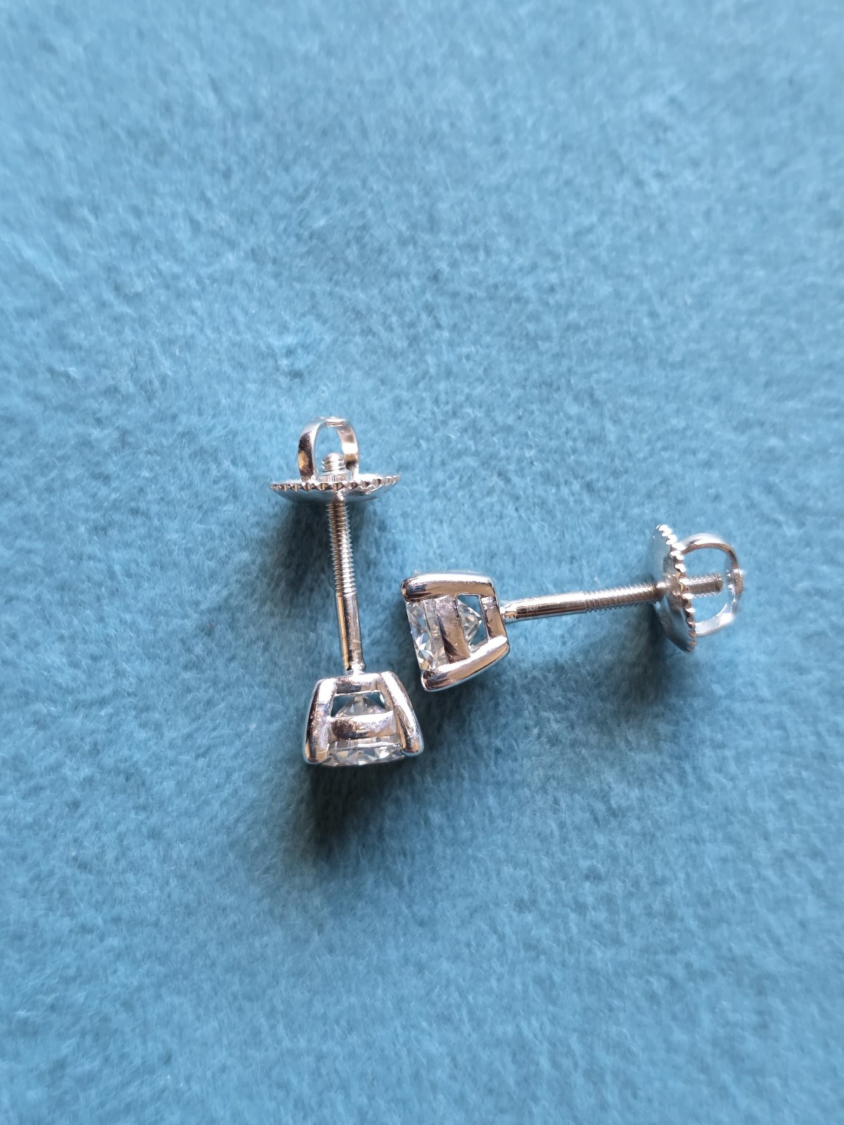 GIA 3.00Ct Round Cut Natural Diamond Stud Earrings In 14K White Gold Pair