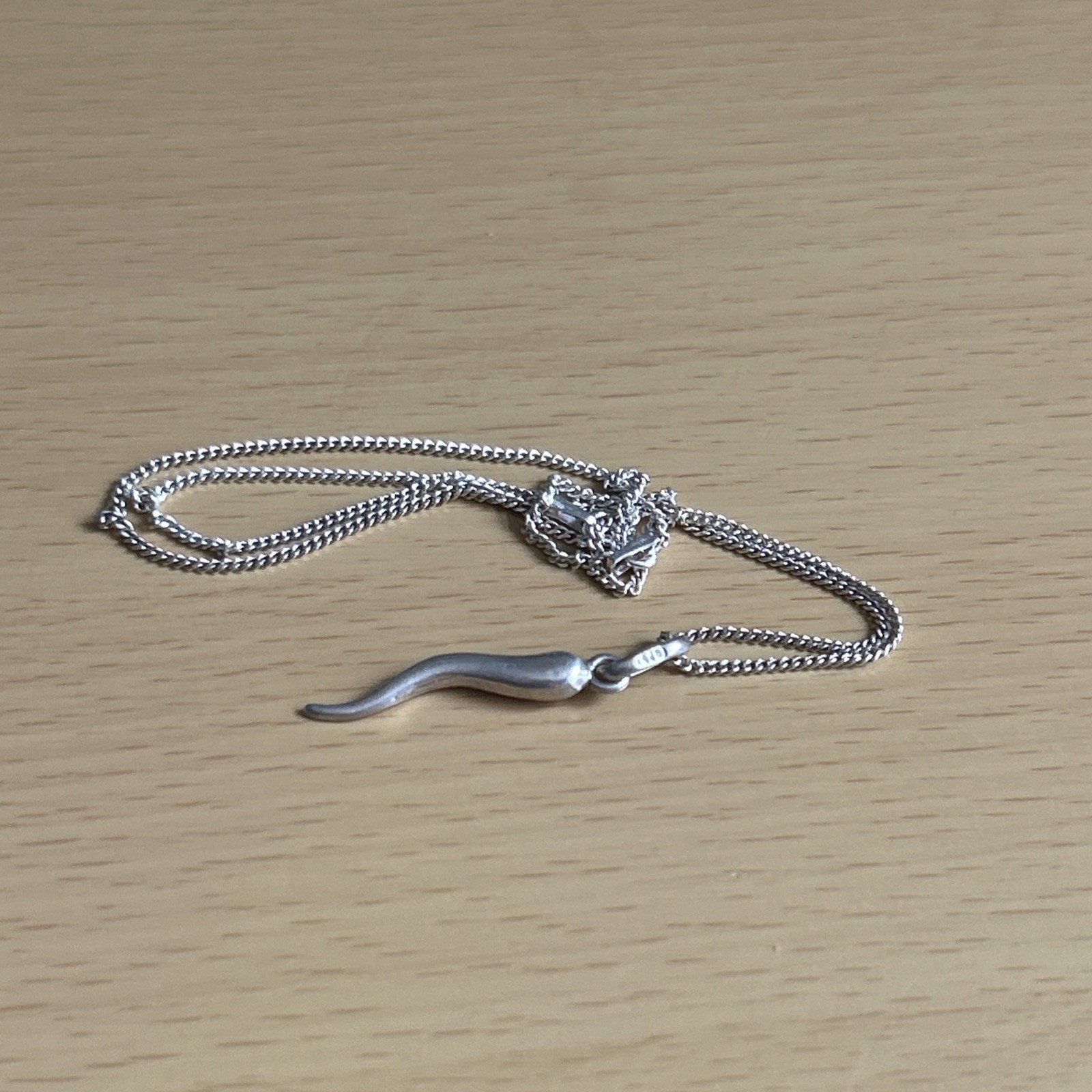 Vintage 925 Silver Pendant / Horn Of Plenty / Lucky Horn & 40cm Chain/