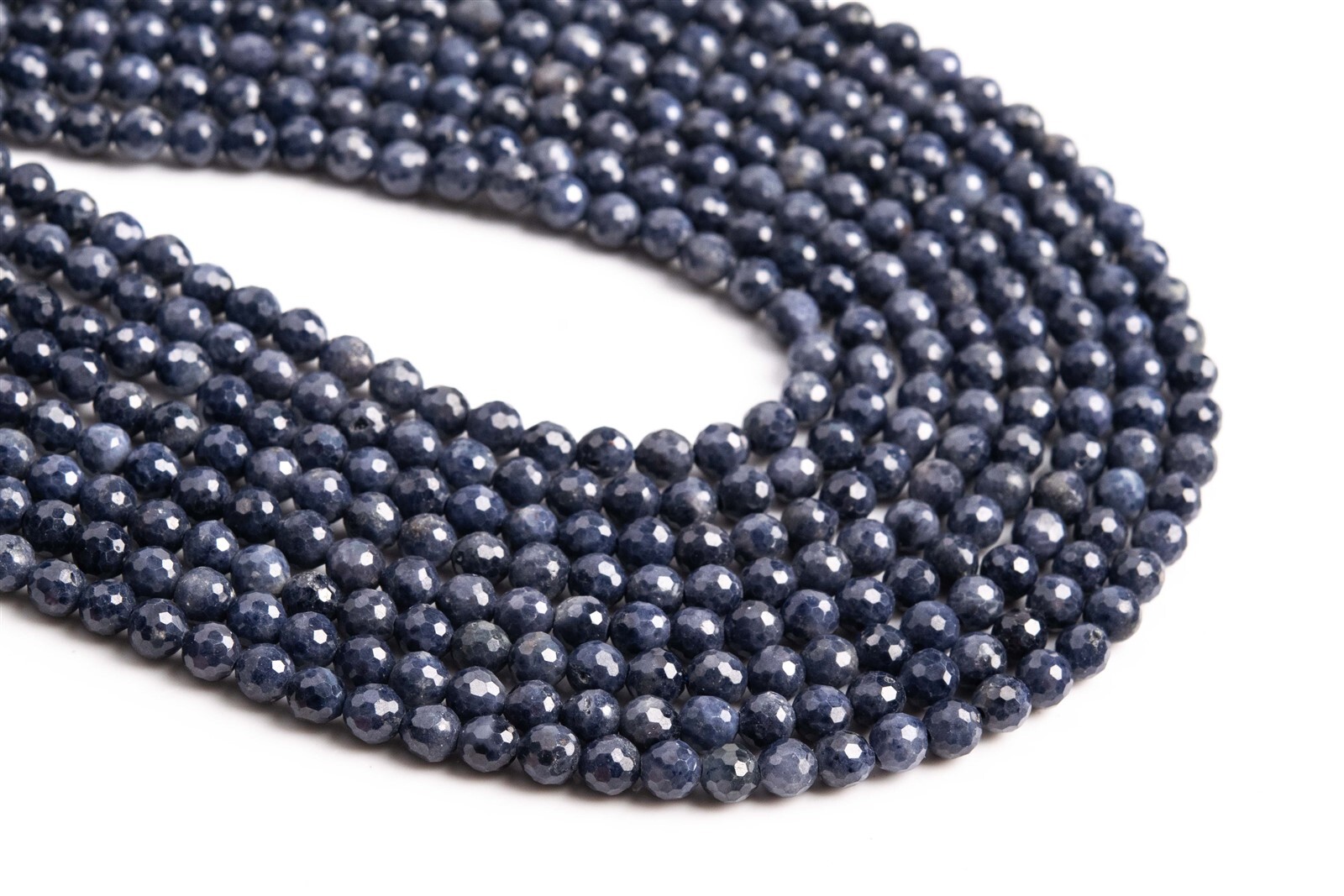 3-4MM Natural Deep Blue Sapphire Beads AA Micro Faceted Round Loose Beads 15.5″