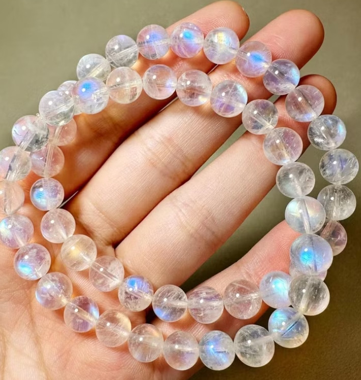 Moonstone Stone Bracelet Natural 7-8mm Gemstone Stretch Energy Bracelet Gift