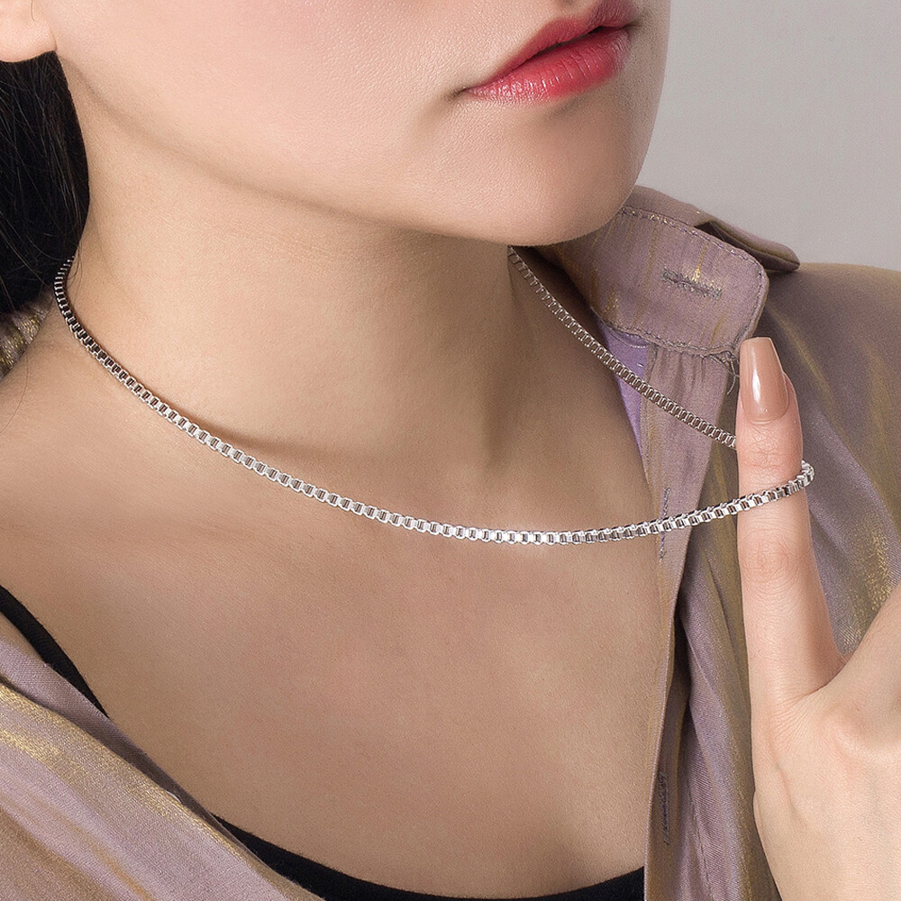 3mm Box Chain Italy 925 Sterling Silver Necklace Curb Chain 16″-30″ Men & Women