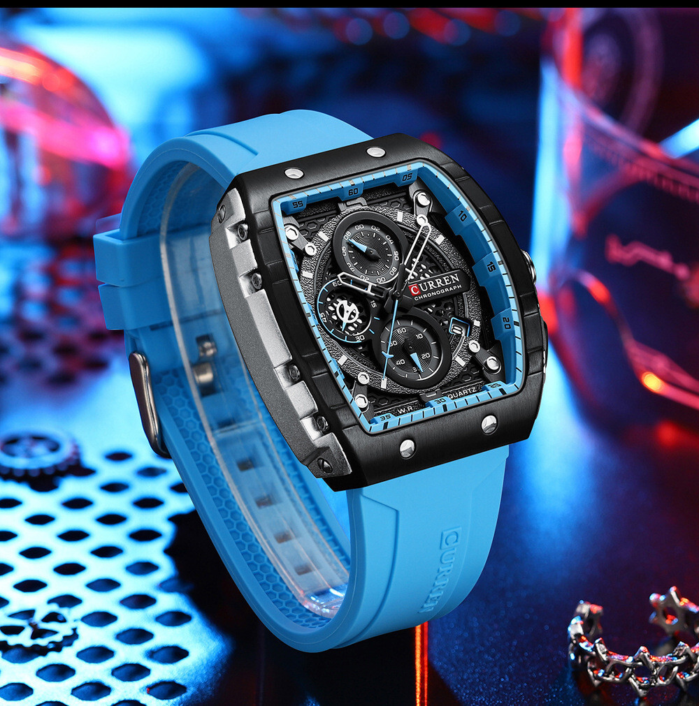 CURREN Men Sport Watch Brand Silicone Wristwatch Big Case Male Quartz Watches