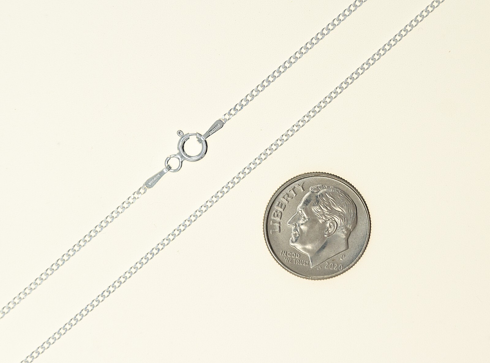1.5mm ITALY 925 Sterling Silver CURB Chain Necklace