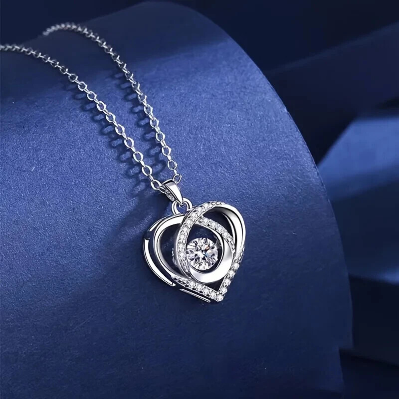 Love Heart Blue Zirconium Pendant Necklace