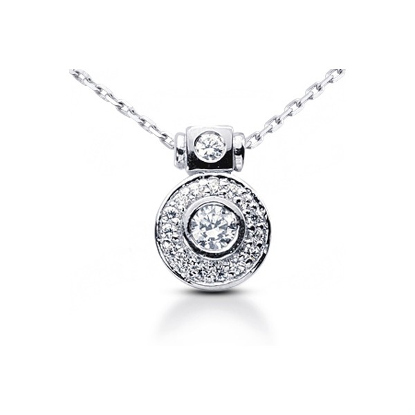 1.09CT Total F/VS2 Round Cut Natural Certified Diamonds 14K Gold Halo Pendant