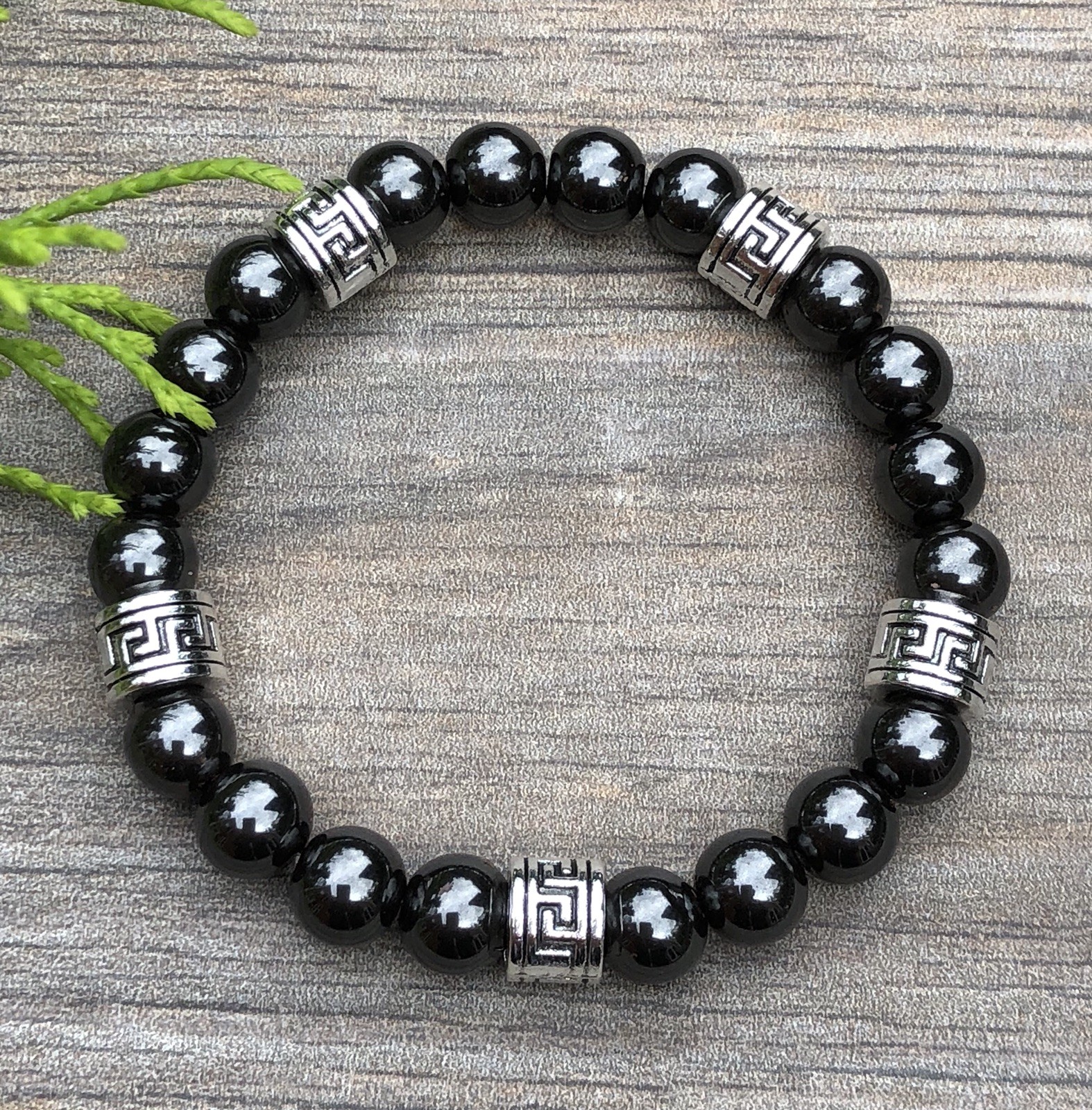 MEN & WOMEN’S UNISEX MAGNETIC HEMATITE THERAPY & GREEK SPACERS BRACELET ALL SIZE