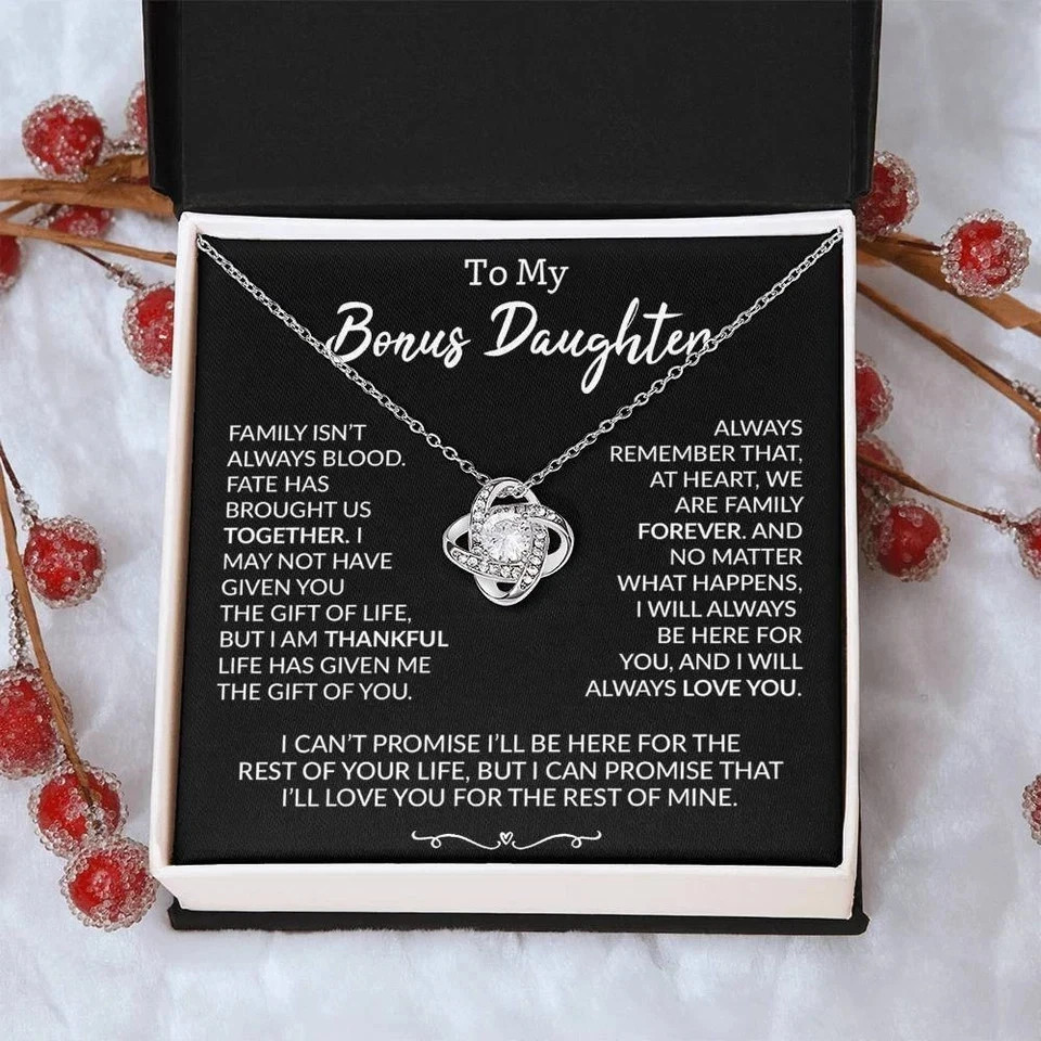 To My Bonus Daughter Necklace Knot Adopted Step Daughter Birthday Gift of You
