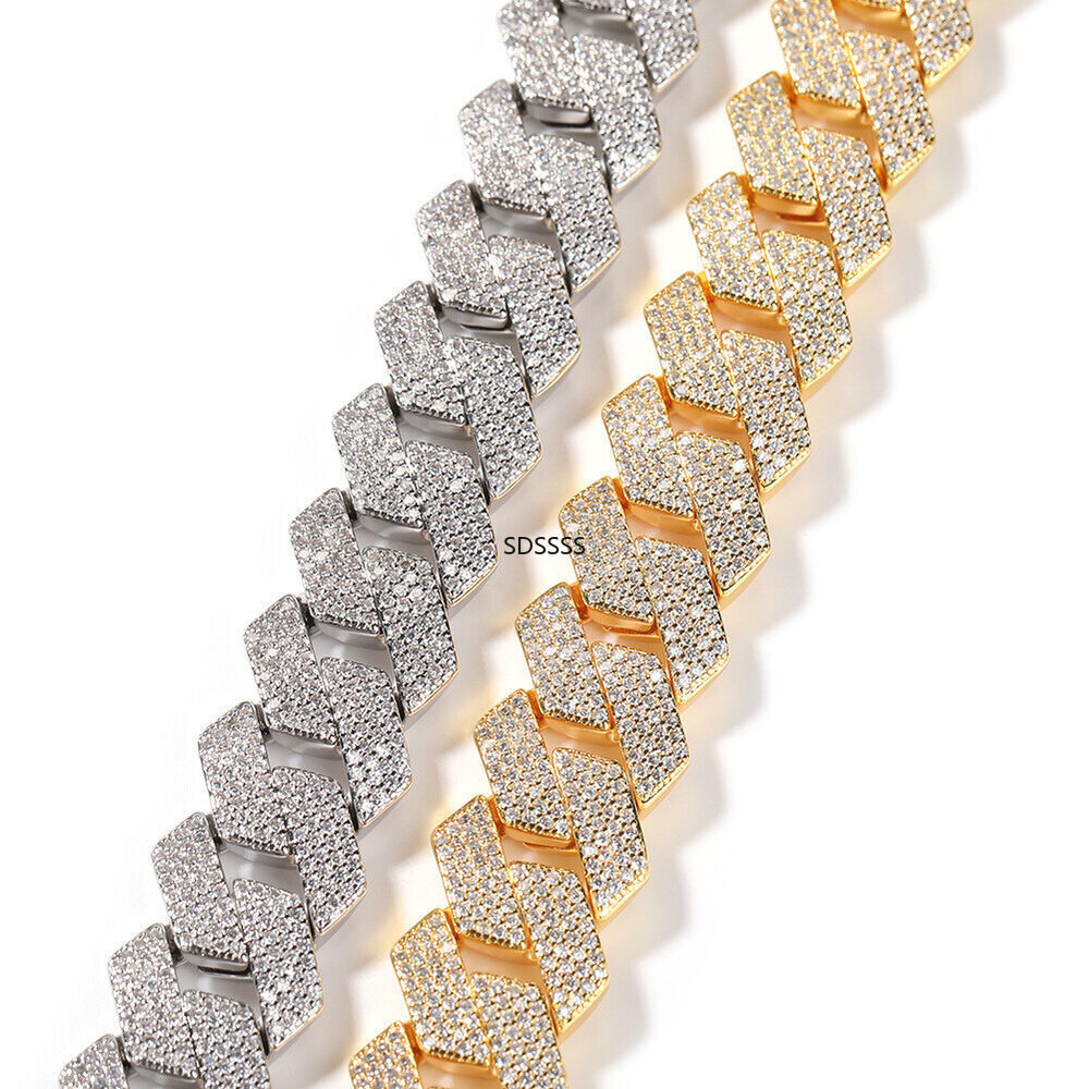 20mm Hip Hop Cubic Zirconia Men Rap Jewelry Miami Cuban Chain Necklace Bracelet