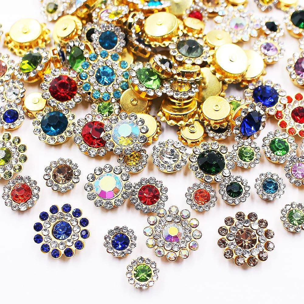 Mixed Rhinestone Crystals Set for Sewing – 100 Pcs in Various Sizes and Colors
