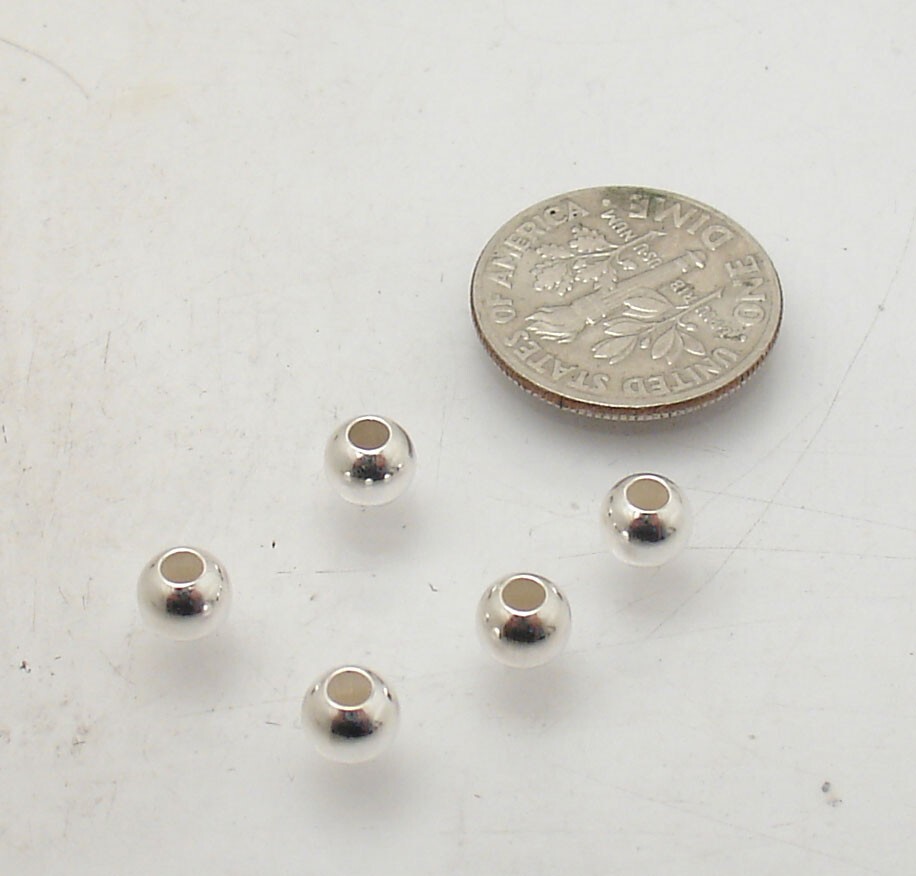 5mm Round Loose Polished Shiny Bead Ball Jewelry Making Real 925 Sterling Silver