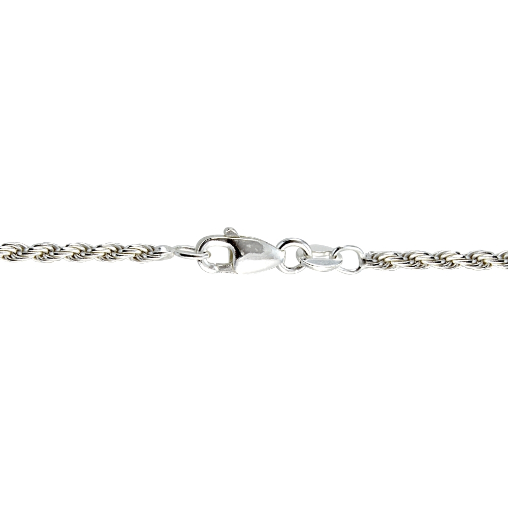 .925 Sterling Silver 2mm Italian Rope Chain Necklace in Lengths 16-30