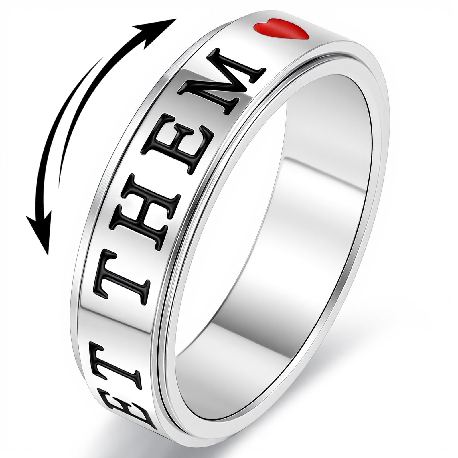 Adults Anxiety Ring for : Fidget Spinner Cute Let Them Symbol Thumb Ring Stai…