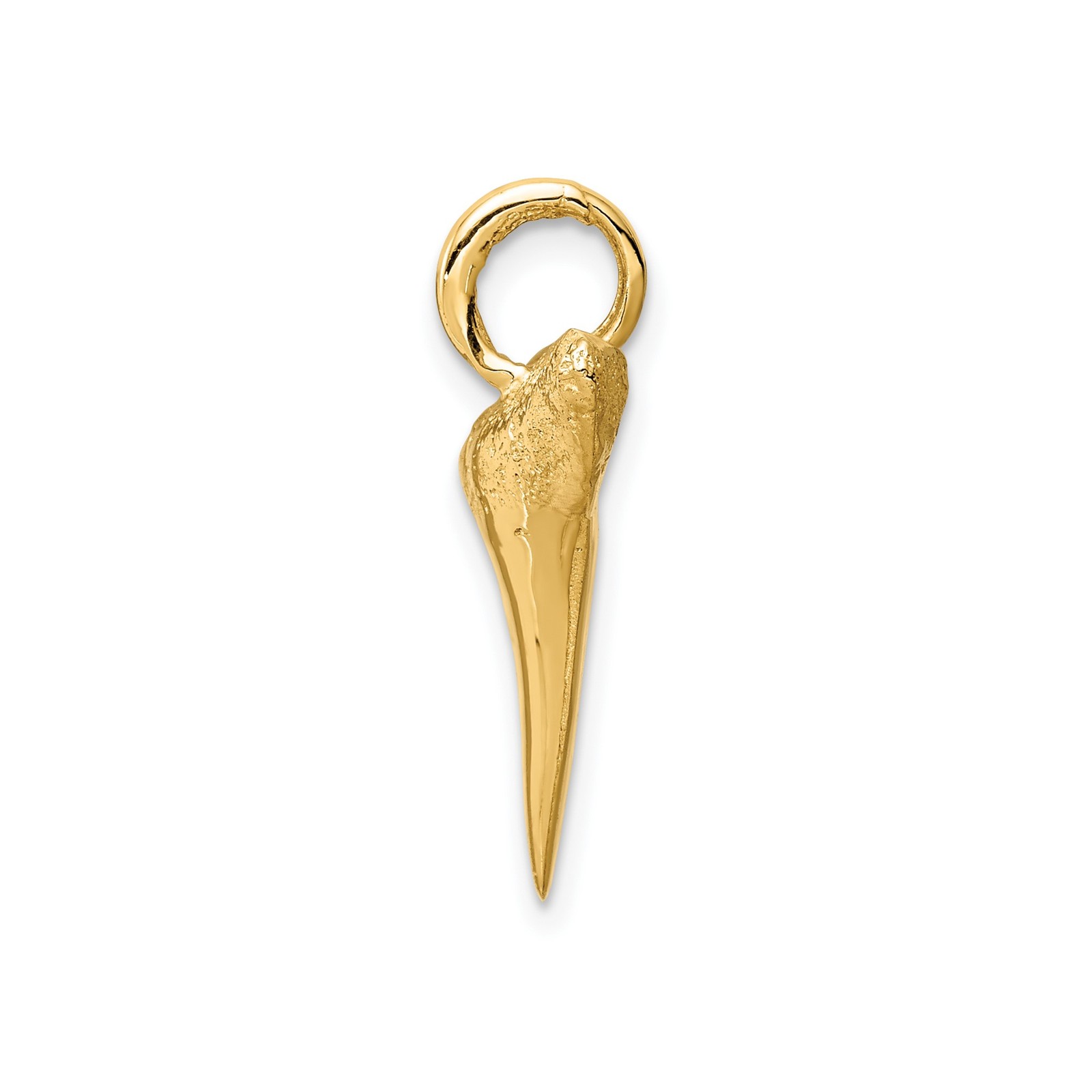 14k Yellow Gold Solid Shark Tooth Pendant Men’s Surfer Ocean Charm 16mm