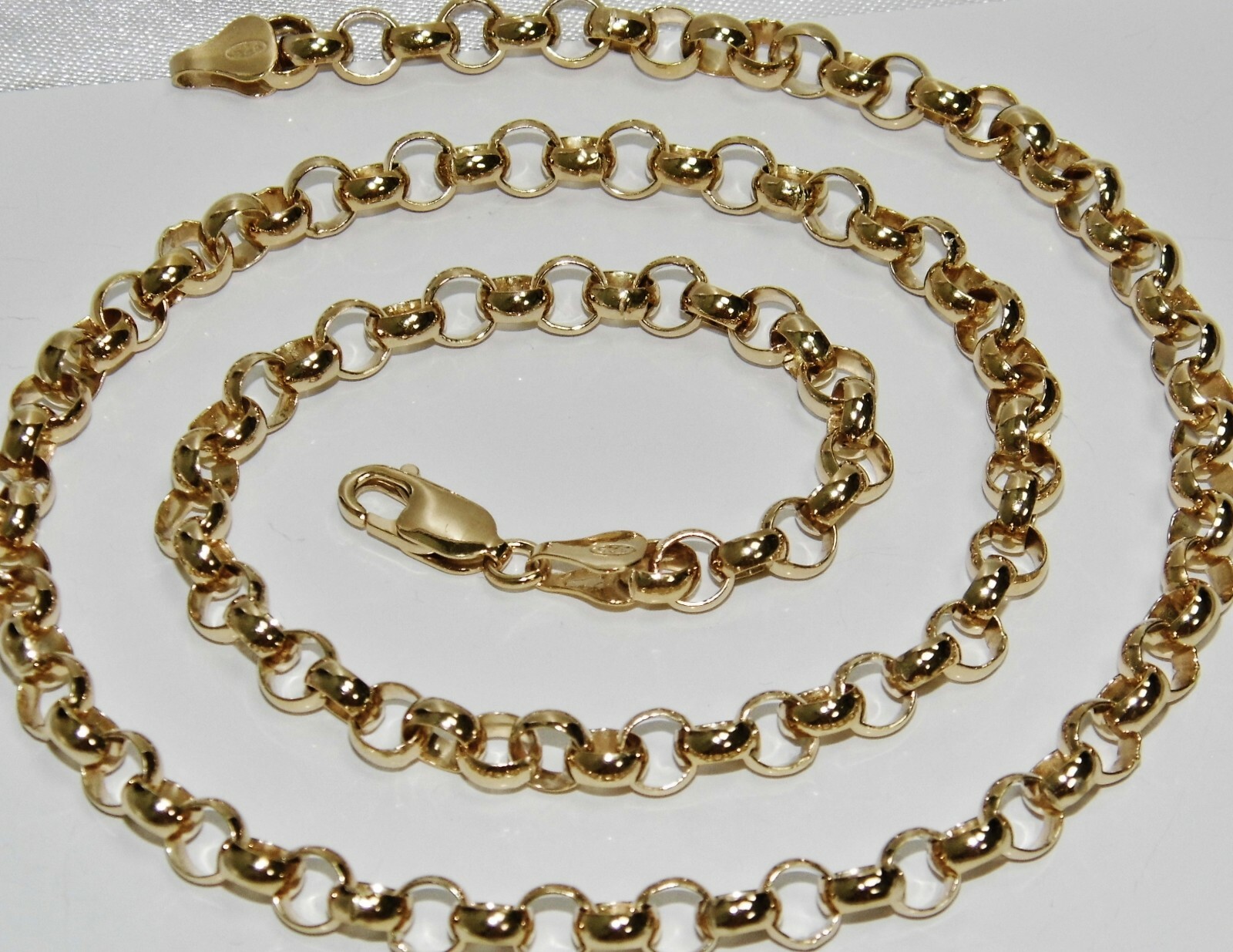 9ct Yellow Gold on Silver Belcher Chain – 7mm – 16 18 20 22 24 26 30 INCH