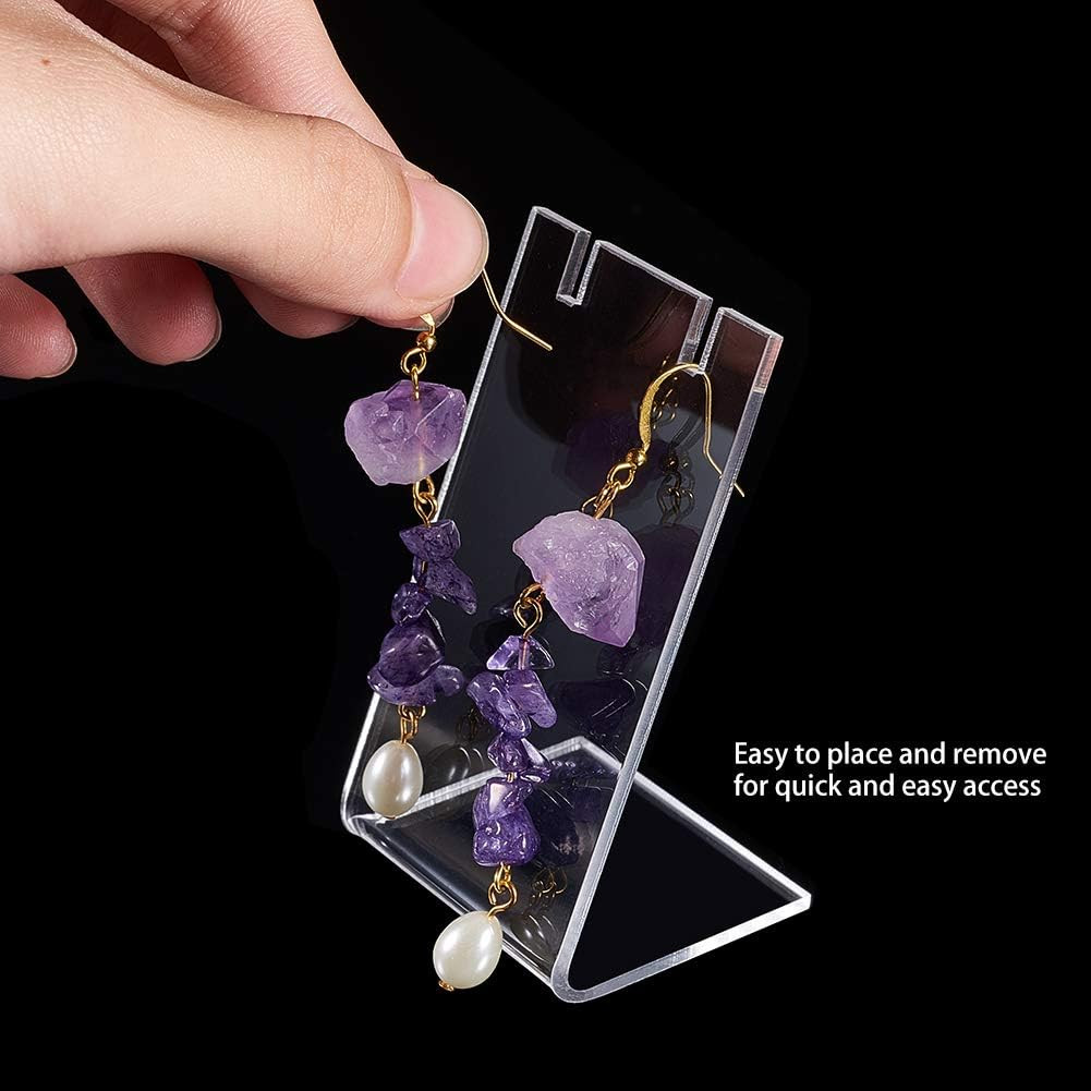 10Pcs Acrylic Earring Holder Single Pair L-Shape Jewelry Displays Stand Earring