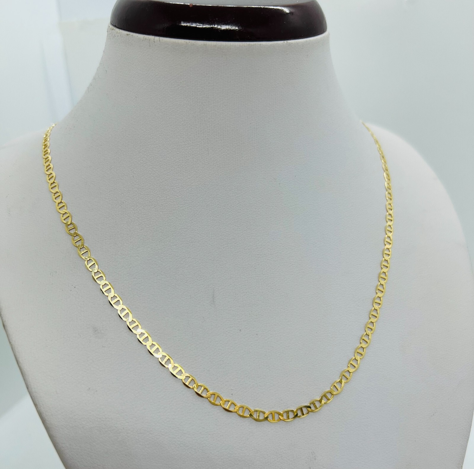 10K Solid Gold mariner anchor link Chain/Necklace Men’s Women’s 3.2mm 16″-24″