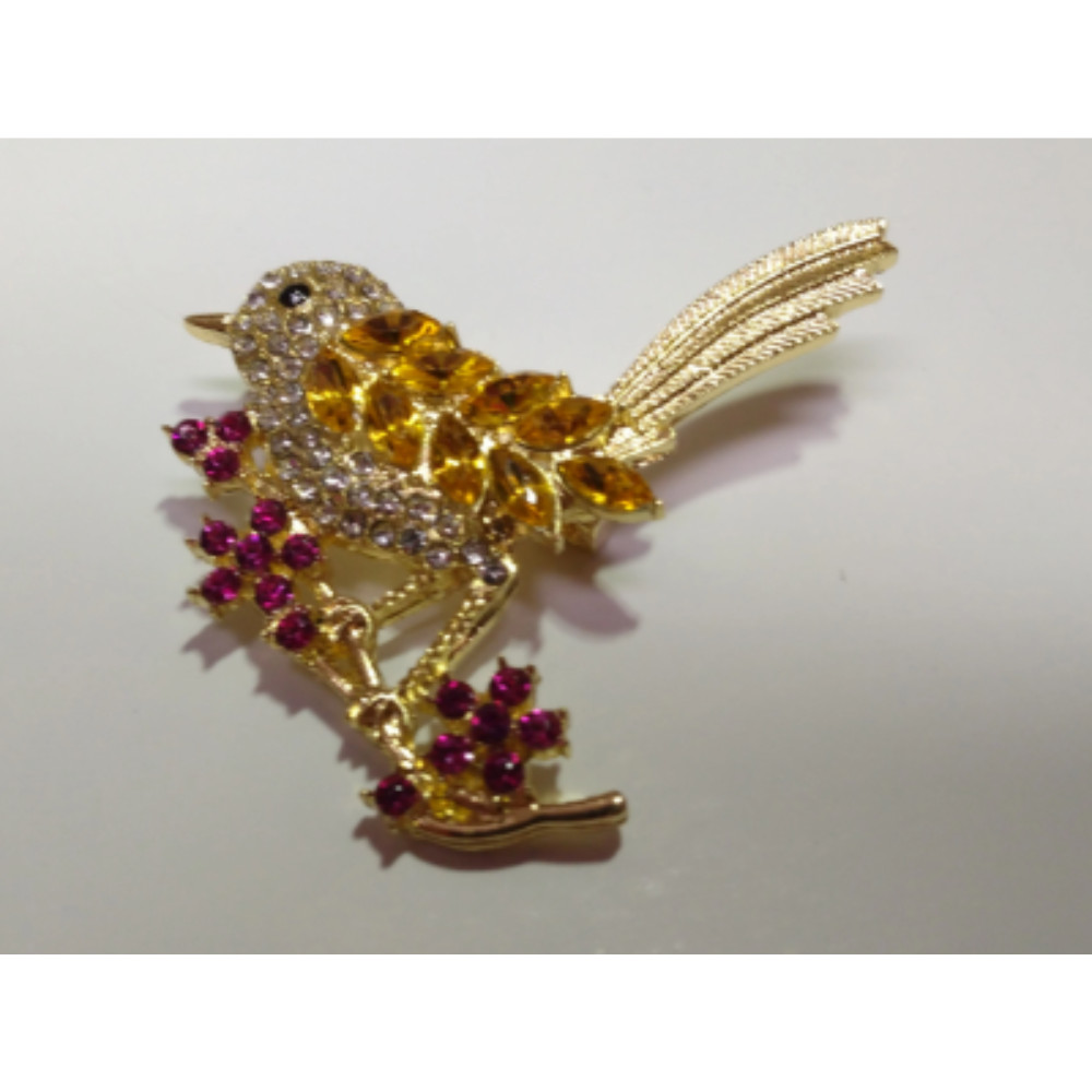 Adorable Colorful Brooch Pin Flower Bird Shiny Zircon Fashion Women Gift Party