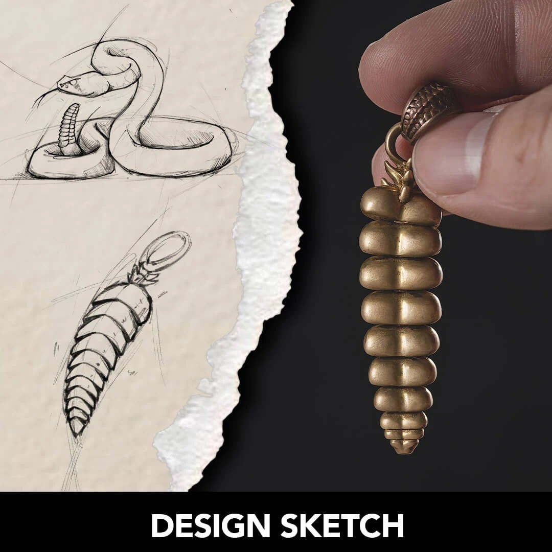 Rattlesnake Tail Pendant for Necklace Fidget Jewelry Gift for Snake lovers