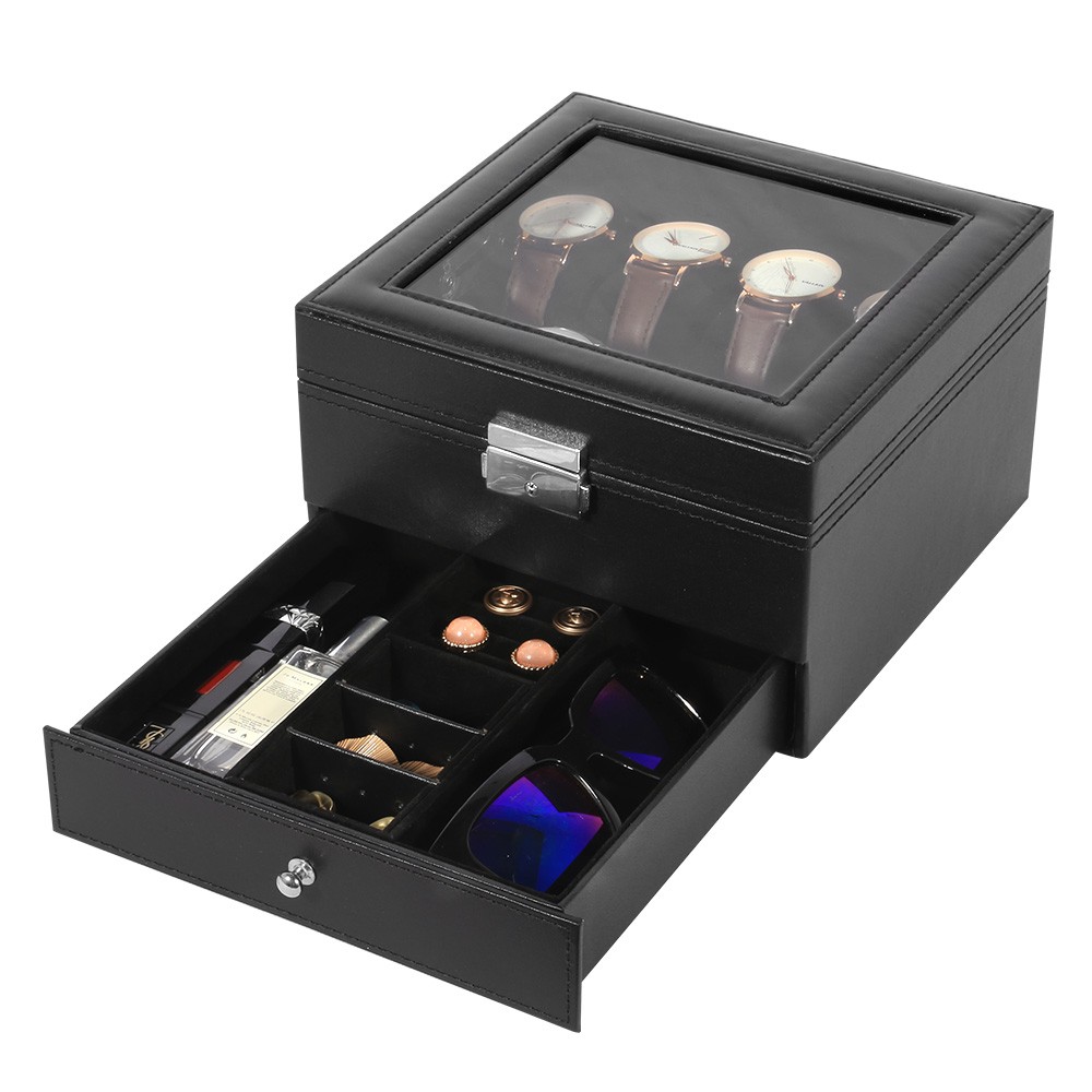 3/6/8/10/12/24 Slots PU Leather Watch Box Organizer Jewelry Display Storage Case