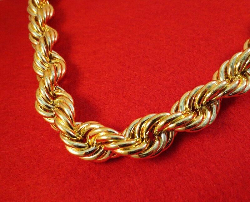 24″,26″,28″, 30″ HIP HOP 20MM 14KT GOLD PLATED RUN DMC DOOKIE ROPE CHAIN